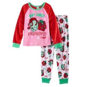 Girls Christmas Shopkins Pajamas 6 BUT 1ST PRESENTS Fleece Shirt & Pants 2 Pc